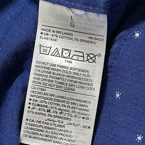 Old Navy Button Up Shirt Men Size L Blue All Over Print Long Sleeves Cotton - Picture 4 of 6